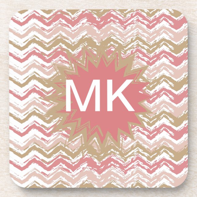 Coral Spice Scribble ZigZag Zickzack Muster Untersetzer (Vorderseite)