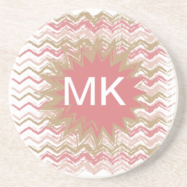 Coral Spice Scribble ZigZag Zickzack Muster Untersetzer (Vorne)