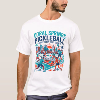 Coral Springs Florida Pickleball-Spielfeldszene T-Shirt