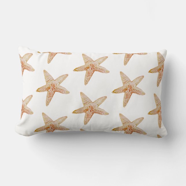 Coral Starfish Beach Pattern Pillow Lendenkissen (Vorderseite)