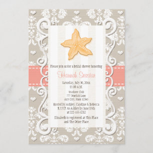 Coral Starfish Invitations de douche nuptiale