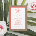 Coral Starfish on Burlap Beach Wedding Dusche Einladung<br><div class="desc">Diese Korallenstarfische auf Burlap Strand Hochzeitsdusche Einladungen machen die perfekte Ankündigung für jede Braut und Bräutigam zu sein! Das Design zeichnet sich durch einen hübschen rustikalen Burleffekt-Hintergrund mit einem niedlichen Korallenstern aus. Diese Einladungen können für Ihren besondere Anlass personalisiert sein und würden die perfekte Ankündigung für jede Strandhochzeit, Brautparty, Verlobungsfeier,...</div>