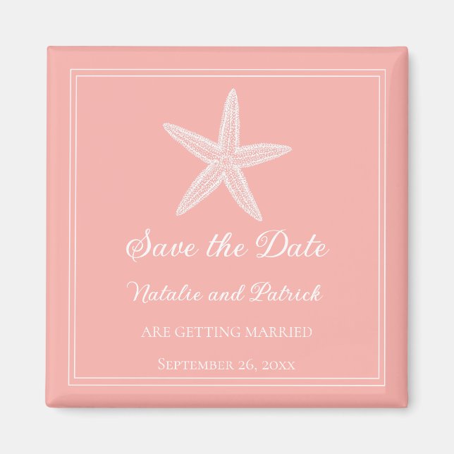Coral Starfish Save the Date Magnet (Vorne)