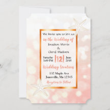 Coral Starfish Tropical Wedding Invitations