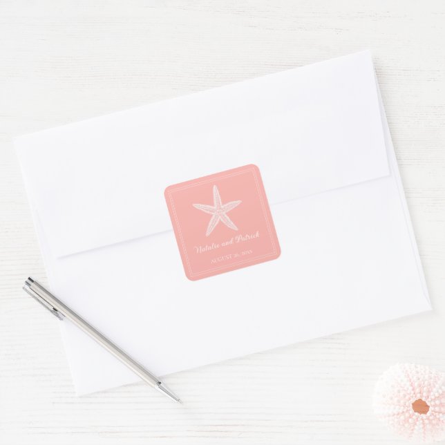 Coral Starfish Wedding Stickers (Umschlag)