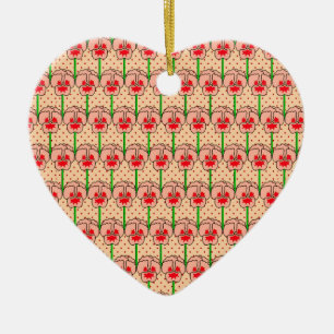 Coral Stiefmütterchen - Retro-Tapete-Muster Keramik Ornament