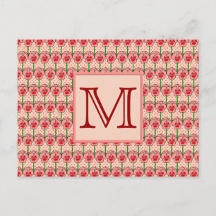Coral Stiefmütterchen - Retro-Tapete-Muster Postkarte