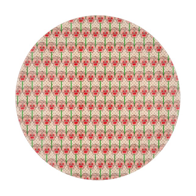 Coral Stiefmütterchen - Retro-Tapete-Muster Schneidebrett (Vorderseite)