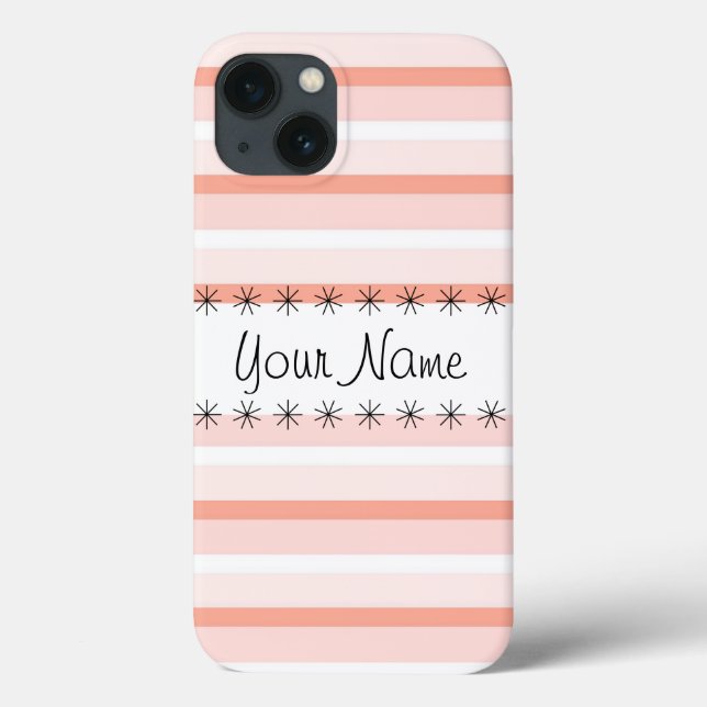 Coral Stripe "Name" iPad Fall Case-Mate iPhone Hülle (Rückseite)