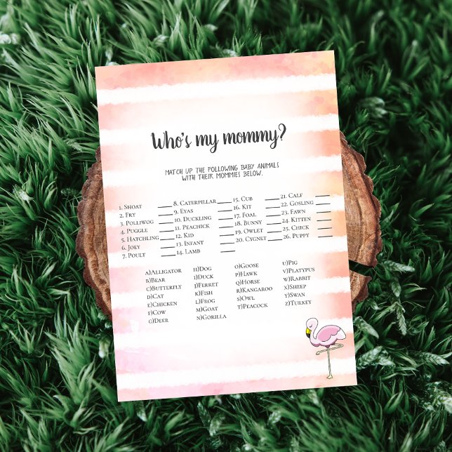 Coral Striped Flamingo, mein Mama-Duschenspiel Einladung (Von Creator hochgeladen)