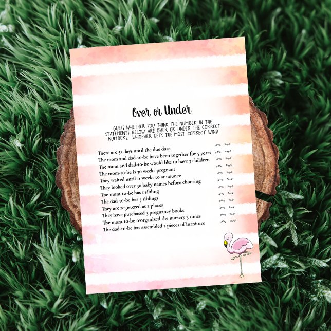 Coral Striped Flamingo über unter Baby Dusche Spie Einladung (Von Creator hochgeladen)