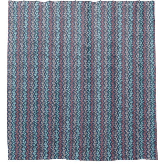 Coral Stripes Aqua Marine Douche Rideau (Devant)