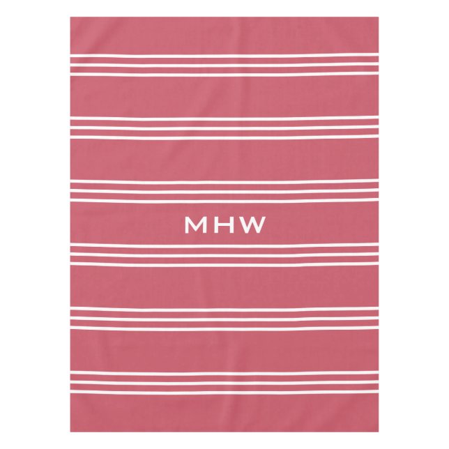 Coral Stripes personnalisées monogrammes nappes de (Devant)