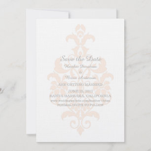 Coral Subtle Damask Save the Date einladen Einladung