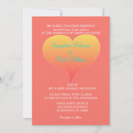 Coral Sunset Hearts Einladung