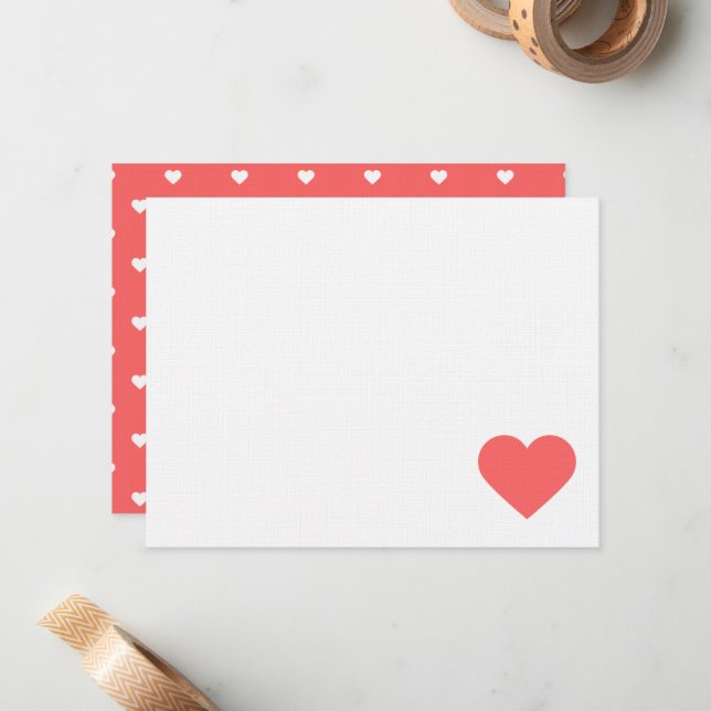 Coral Sweet Hearts Valentine Mitteilungskarten (Vorderseite/Rückseite Beispiel)