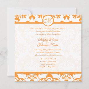 Coral Terracotta Orange Damask Wirbel Hochzeit Einladung