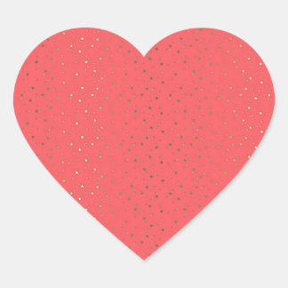 Coral Tiny Golden Stars Heart Sticker