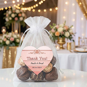 Coral Tone on Tone Striping Wedding Danke Herz-Aufkleber