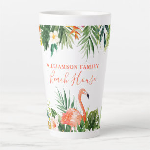 Coral Tropical Floral Beach House Grosses Milchtasse