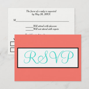 Coral Turquois Mariage géométrique RSVP