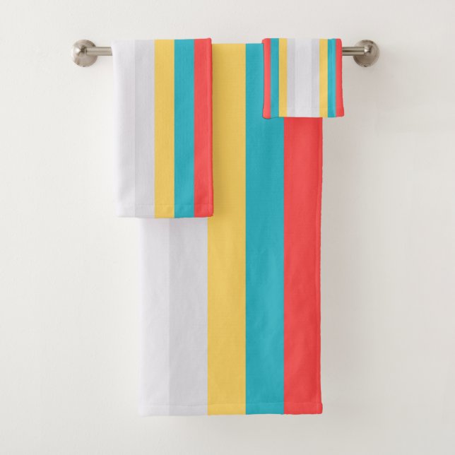 Coral Turquoise Yellow White Stripes (En situation)
