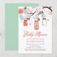 Coral und Aqua Hanging Mason Jars Baby Dusche