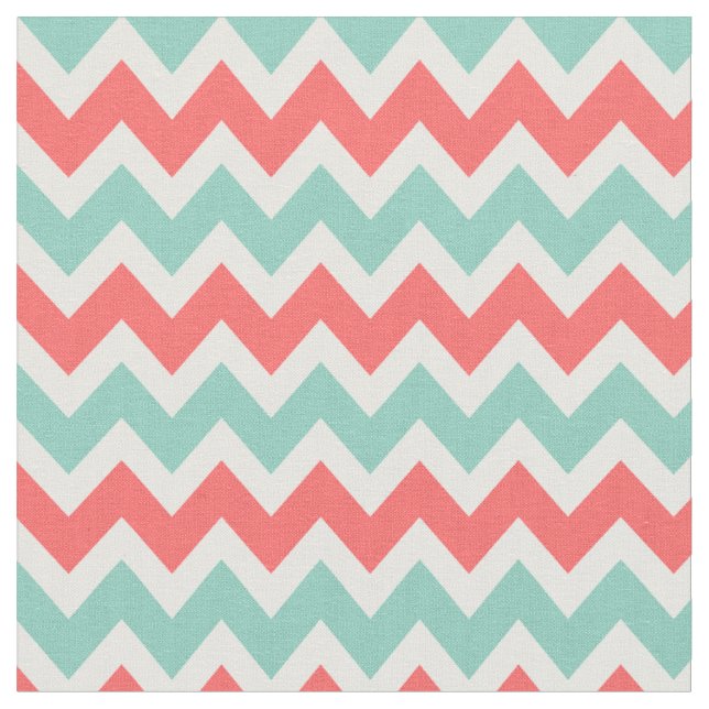 Coral und Aqua Moderne Zickzack Stoff (Nahaufnahme)
