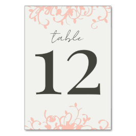 Coral und Cream Filigree Wedding Tischnummer