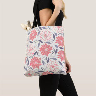 Coral und Cream Floral Muster Vintag Dahlia Tasche