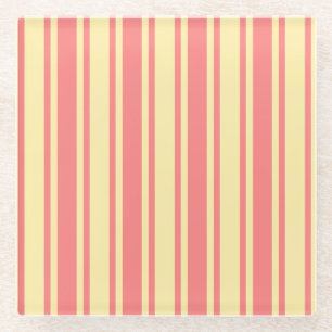 Coral und gelbe Streifen Glasuntersetzer