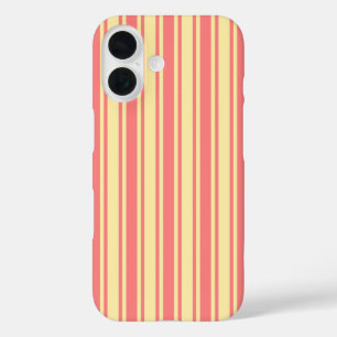 Coral und gelbe Streifen iPhone 16 Hülle