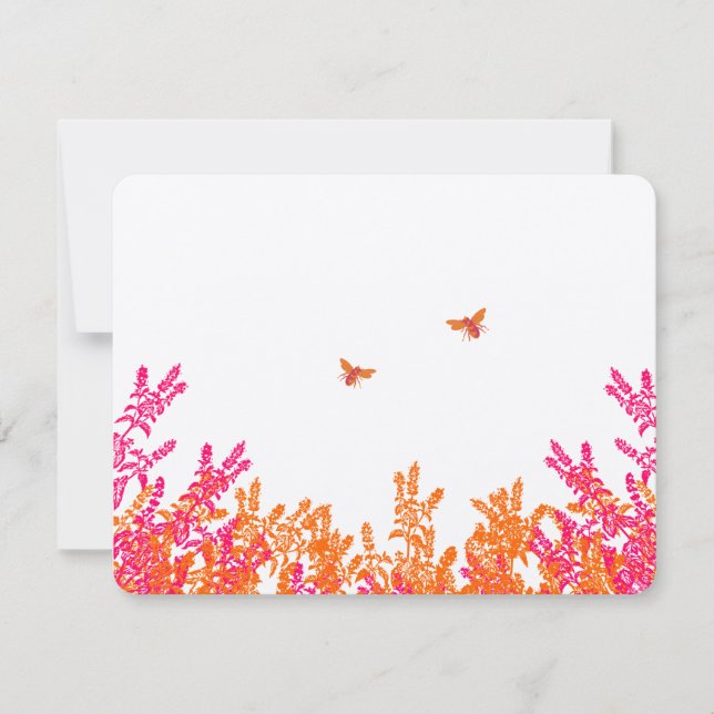 Coral und Pink Wildblume Bee Wedding RSVP (Vorderseite)