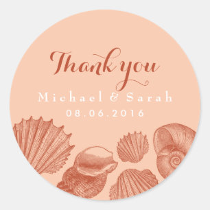 Coral Vintag Seashells Vielen Dank Sticker