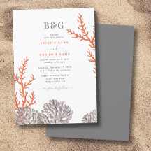 Coral Watercolor Beach Moderne Hochzeit