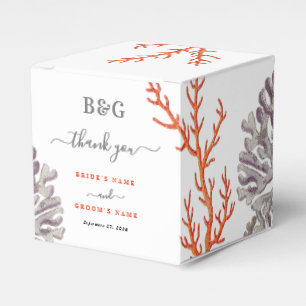 Coral Watercolor Beach Modernes Hochzeitsgeschenk Geschenkschachtel