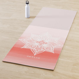 Coral Watercolor Ombre Gradient Mandala Monogram Yogamatte