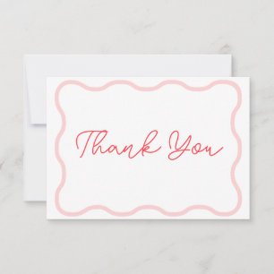 Coral Wavy Retro Wedding Dankeskarte