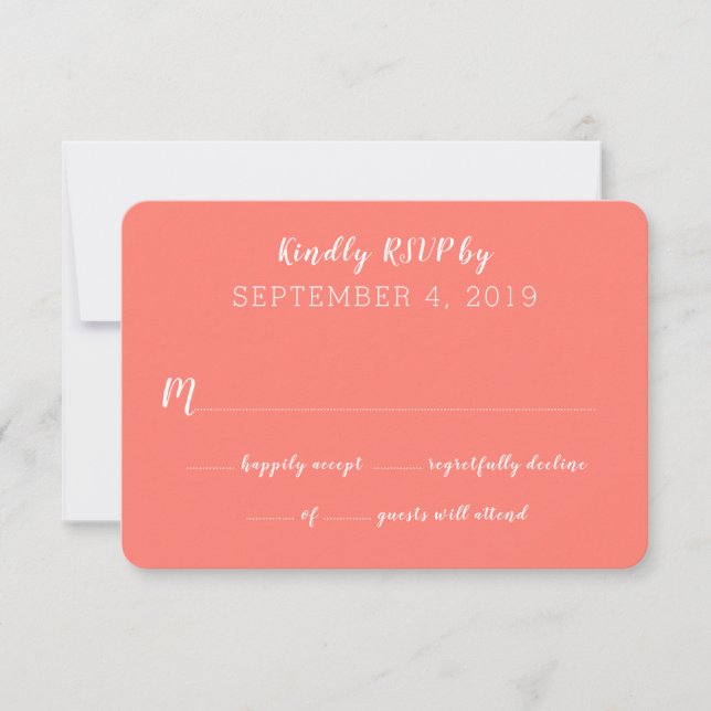 Coral Wedding Guest Count RSVP Card (Vorderseite)