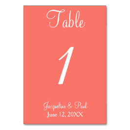 Coral Wedding Table No. Cards Tischnummer