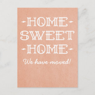 Coral Whimsical Zuhause Sweet Zuhause Postcard Ankündigungspostkarte