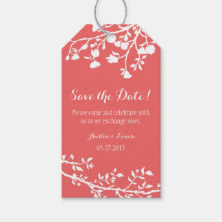Coral White Blume Wedding Save the Date Tags Geschenkanhänger