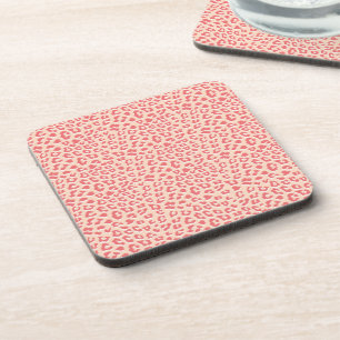 Coral White Leopard Print Getränkeuntersetzer