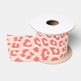 Coral White Leopard Print Satinband