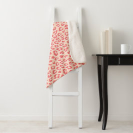 Coral White Leopard Print Sherpadecke