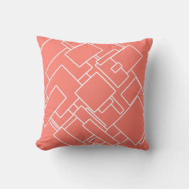 Coral & White Modernes Abstrakt geometrisches Must Kissen