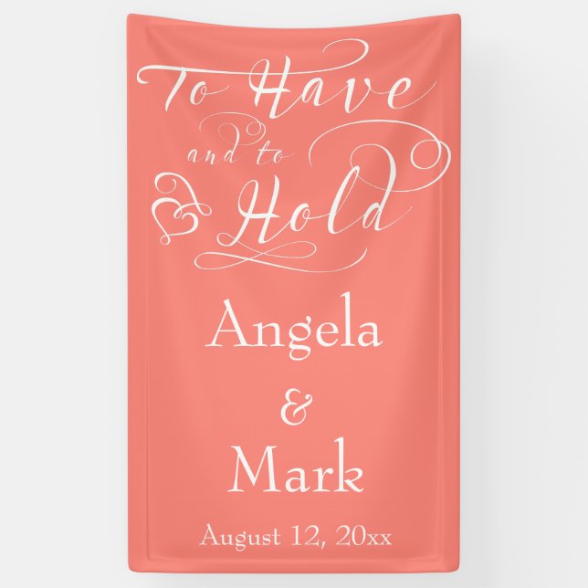 Coral White Personalisiert Wedding Banner (Vertikal)