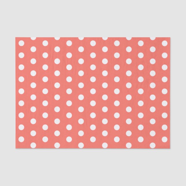 Coral White Polka Dots Seidenpapier (Vorderseite)