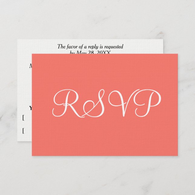 Coral White Wedding RSVP (Vorne/Hinten)