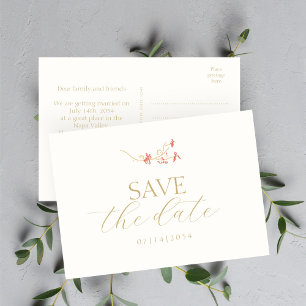 Coral Wildblume & Ivory Floral Save the Date Einladung